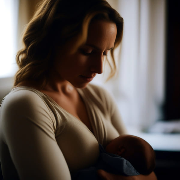 Woman Breastfeeding In Football Hold Position